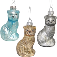 *Cat Glass Ornament Asst 1Dz