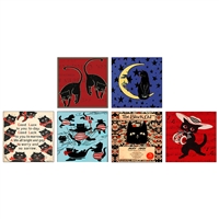 Vintage Black Cats Square Matchbox