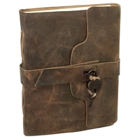 Leather Journal With Belt & Heart Lock