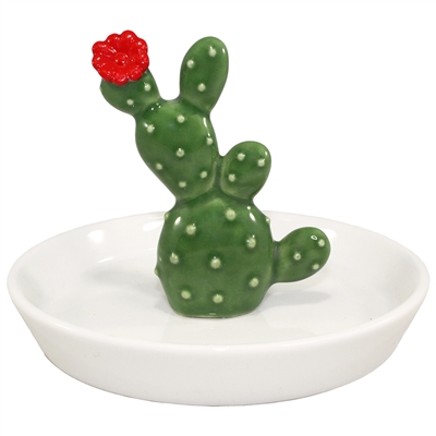 Blooming Red Cactus Jewelry Tray