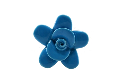 Flower Knob  Blue Ceramic