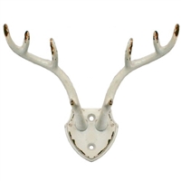 Antler Mount Wall Hook Antique White Iron