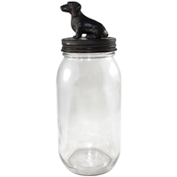 Vintage Dachshund Lid Glass Jar