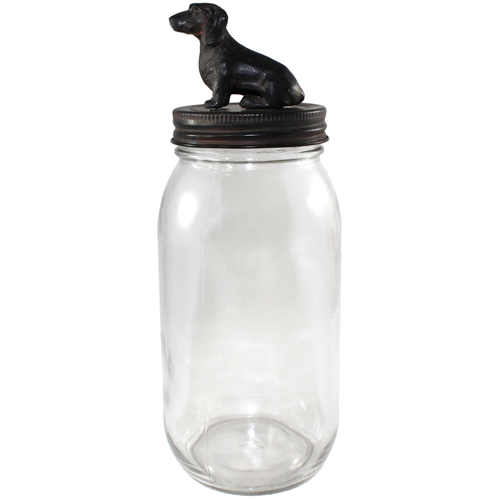 Vintage Dachshund Lid Glass Jar