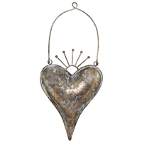 -Zara Hanging Metal Heart Antq Bronze