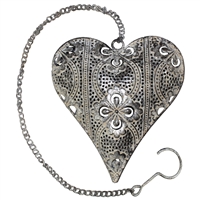 -Nika Metal Heart Decor Antq Slver/Ecru