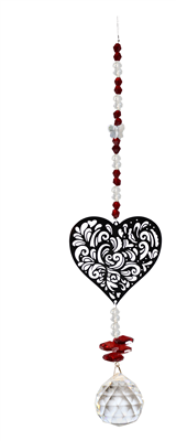 Heart and Chrystal Beads Sun Catcher Strand