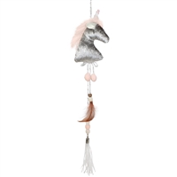 Unicorn Hanging Ornament Grey/Pink