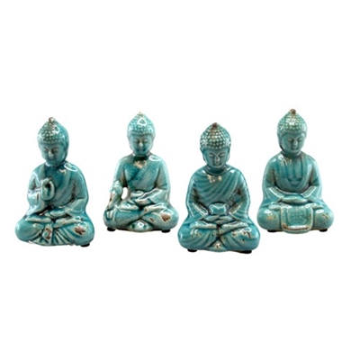 Sitting Buddha Blue Asst Set