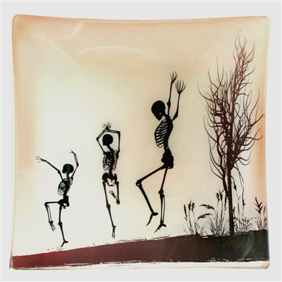 Dancing Skeletons Glass Tray