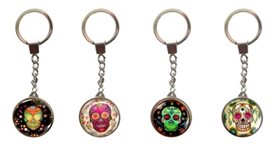 Sugar Skull Flowers Key Chain