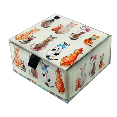 Cats & Bows Glass Box