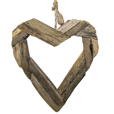 Folk Craft Wood Cut Open Heart Sml