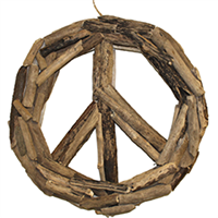 Folk Craft Wood Cut Peace Sign Lrg