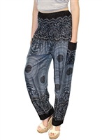 Zelda Pants Black on Gray Medallions