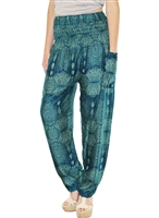 Zelda Pants Dark Teal & Cream Arabesque