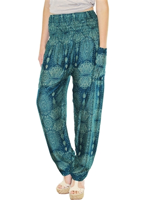 Zelda Pants Dark Teal & Cream Arabesque