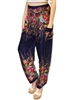 Zelda Pants Navy, Fuchsia & Aqua Florals