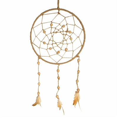 Dream Catcher Jute Natural Beads & Feathers