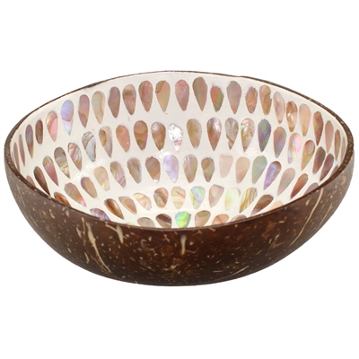 Coconut Bowl Mother of Pearl Floral Inlay