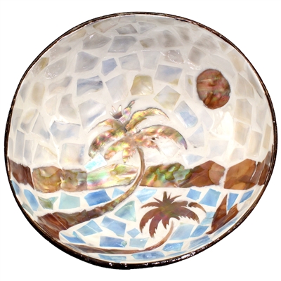 Coconut Bowl Mother of Pearl Inlay