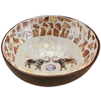 *Little Elephants Mosaic Inlay Coconut Shell Bowl