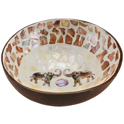 Coconut Bowl Mother of Pearl Inlay