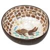 Fish and Lotus Mosaic Inlay Coconut Shell Bowl