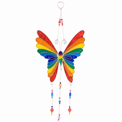 Rainbow Butterfly & Beads Sun Catcher