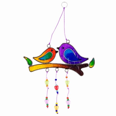 Love Birds On Branch Sun Catcher