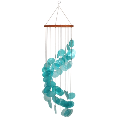 Aqua Bay Spiral Capiz Shell Chime