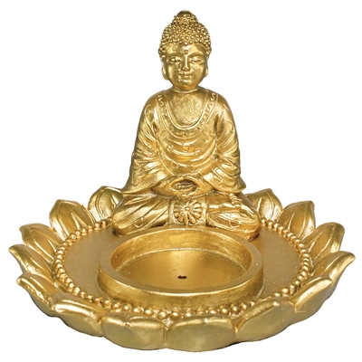 Golden Dhyana Buddha Incense Holder