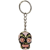 Sugar Skull Keyring Metallic Copper & Pink