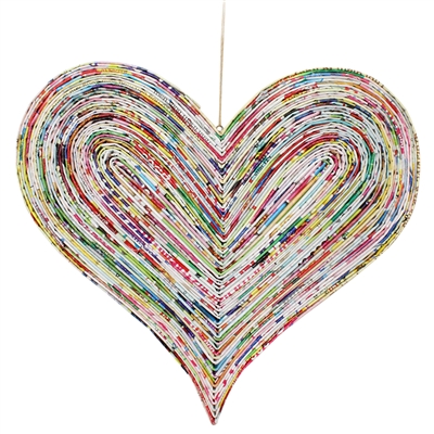 Recycled Magazine Heart Ornament