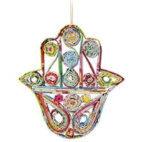 Recycled Magazine Hamsa Ornament