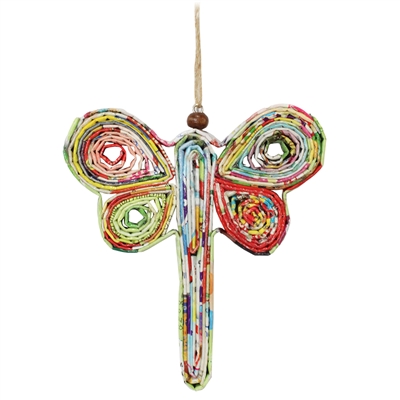 Recycled Magazine Dragonfly Ornament