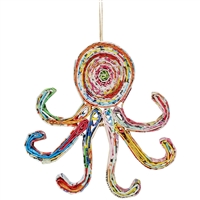 Recycled Magazine Octopus Ornament