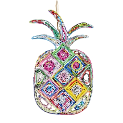 Recycled Magazine Pineapple Ornament