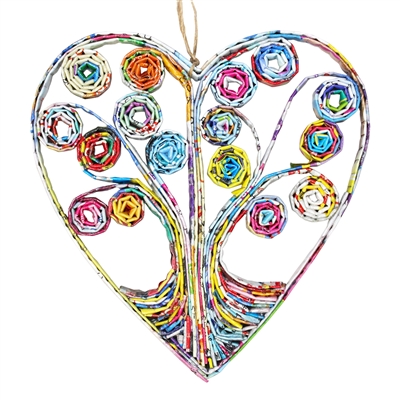 Recycled Magazine HeartTree Ornament