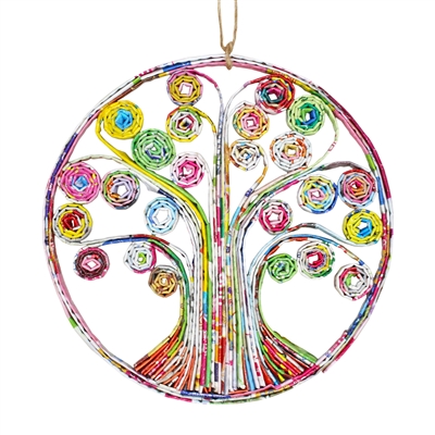 Recycled Magazine Tree of Life Ornament