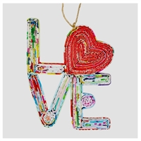 Recycled Magazine Love Heart Ornament