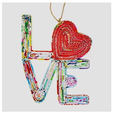 Recycled Magazine Love Heart Ornament