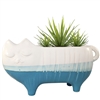 Chloe Cat Ceramic Planter White & Blue