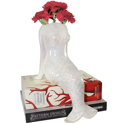 Seashore Mermaid Vase Iridescent White