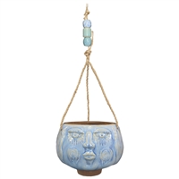 Maya Girl Hanging Planter Ceramic Blue