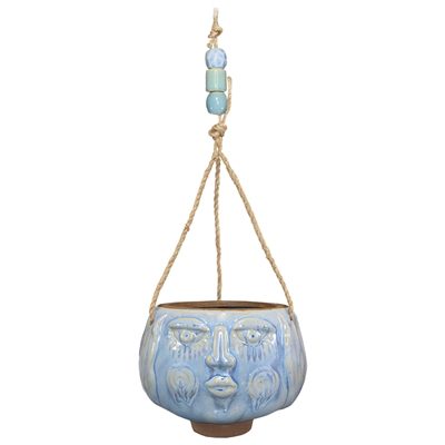 Maya Girl Hanging Planter Ceramic Blue