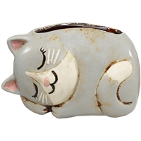 Cat Nap Planter Ceramic Gray