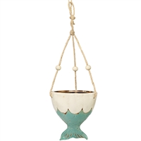 Mermaid Tail  Hanging Planter Pot Ceramic