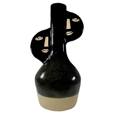 Caprice Face Vase Black Ceramic