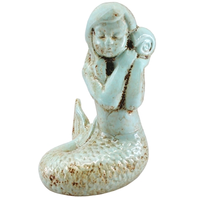 Shelly Mermaid Statue Antique Cyan